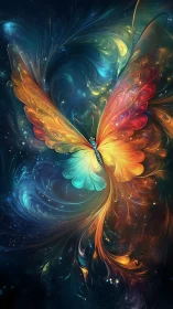 Nebula-winged butterfly drifting through cosmic color swirls.