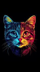 Chromatic Feline Dreams: Split Personality Portrait
