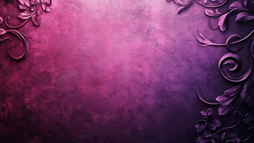 Ornamental Baroque Flourishes on Magenta Gradient Textured Wall