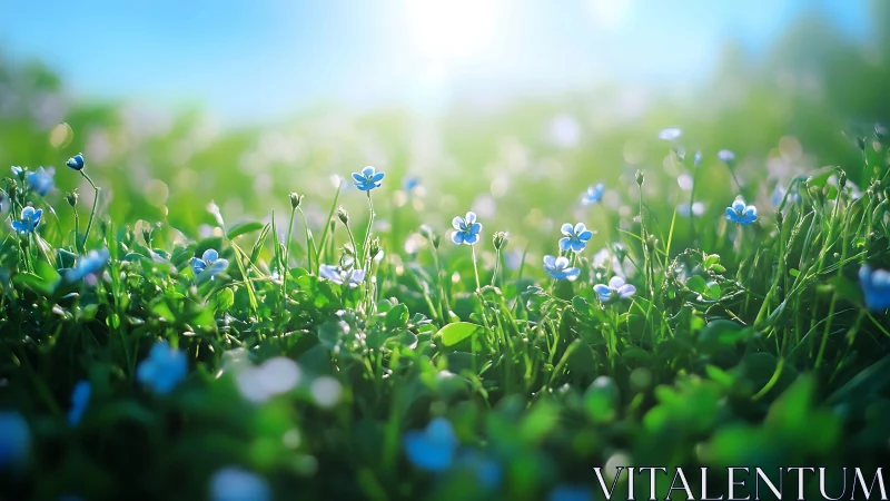 Shallow-Focus Macro Field Study of Blue Floral Specimens in Selective Depth Photography