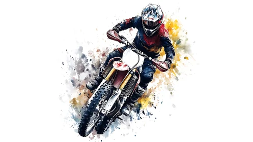 Brushstroke speedster carving color through flying dust.