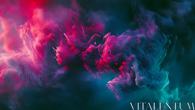 Neon magenta and teal nebula clouds swirl through darkness