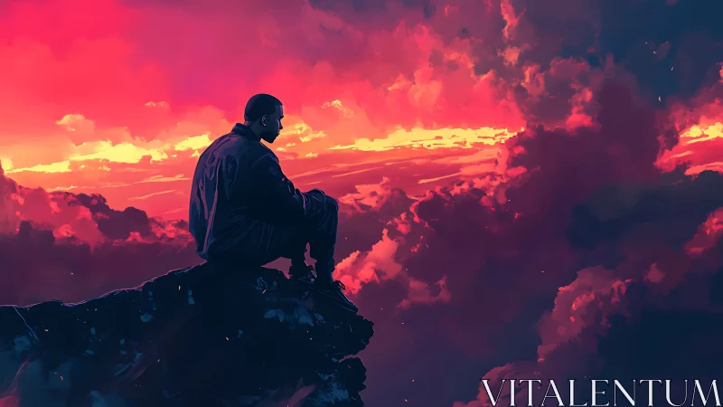 Quiet sunset reflection above glowing painted clouds.