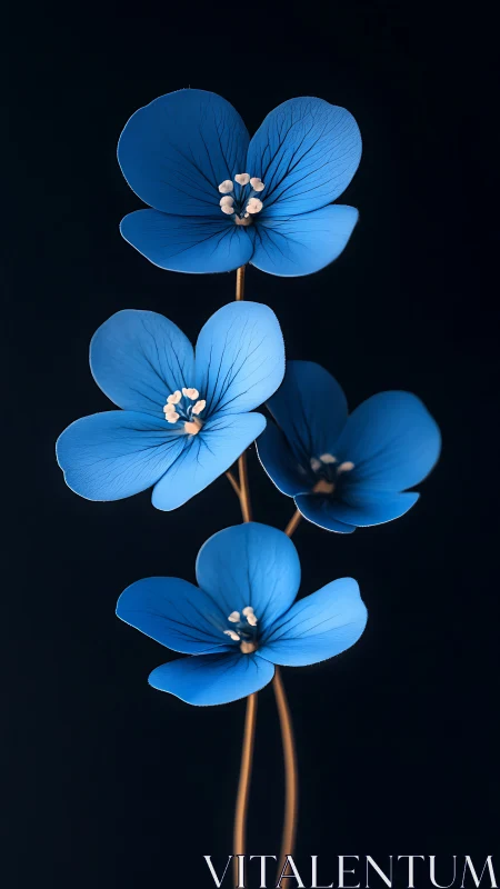 Delicate Blue Forget-me-nots Dancing in Shadow.