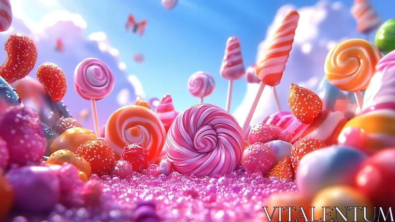 Whimsical Candy Dream in a Colorful Sugary Landscape.