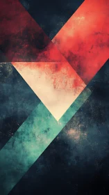 Grunge geometric chevron composition with intersecting color bands
