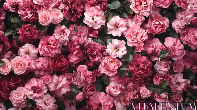 Dense Pink Rose Garden Composition.