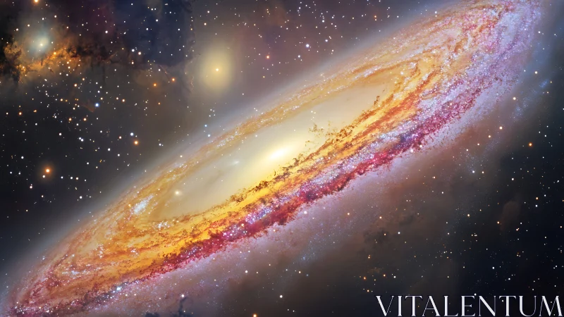 Edge-on spiral galaxy with dense dust lanes and bright stellar core