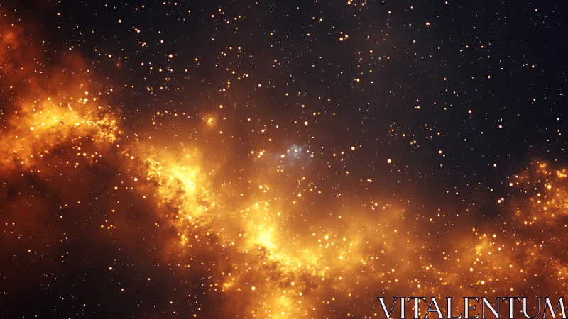 Golden starlit nebula drifting softly through deep space.