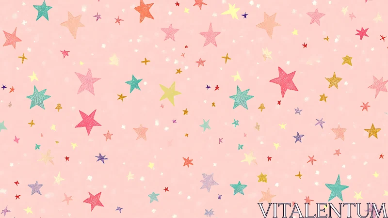 Pastel starfield pattern on blush background with sketch texture.