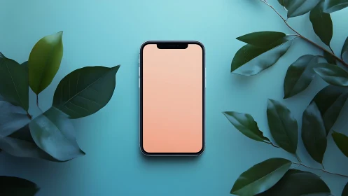 Calm smartphone moment framed by gentle leafy greens.