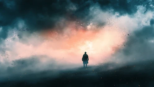 Two wanderers step into a storm that glows like dawnfire