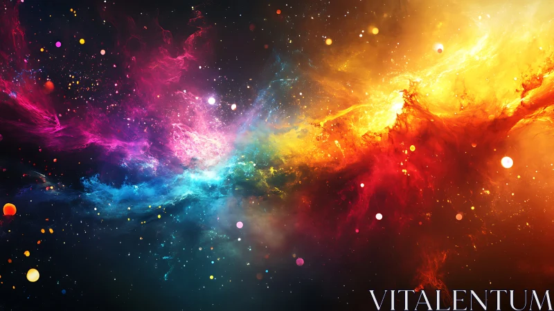 Cosmic nebula clash in radiant multicolor stellar clouds.