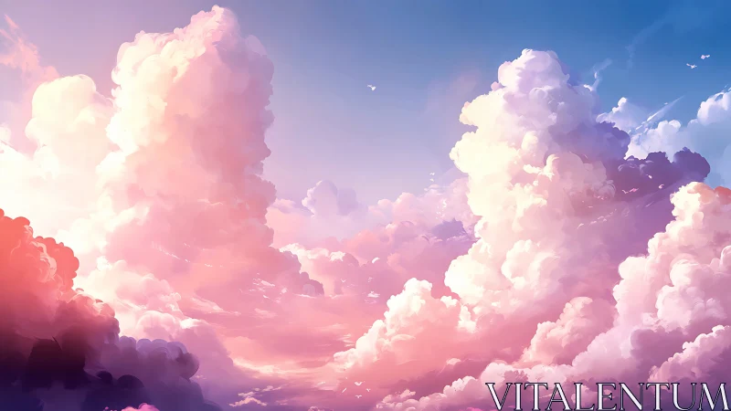 Volumetric cumulus cloudscape with warm spectral light gradients