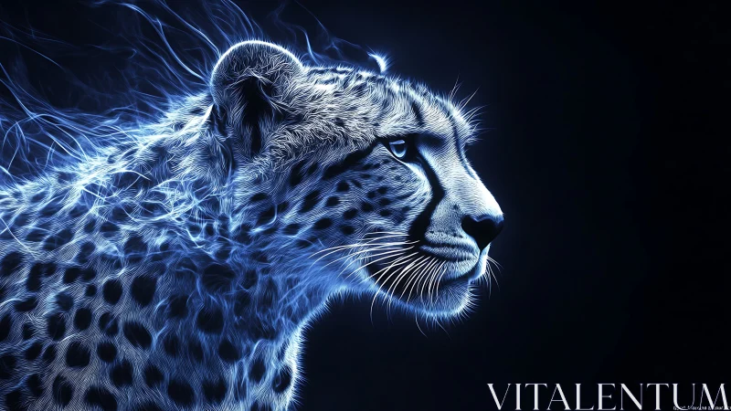 Electric Snow Leopard Portrait: Luminescent Digital Wildlife Render.