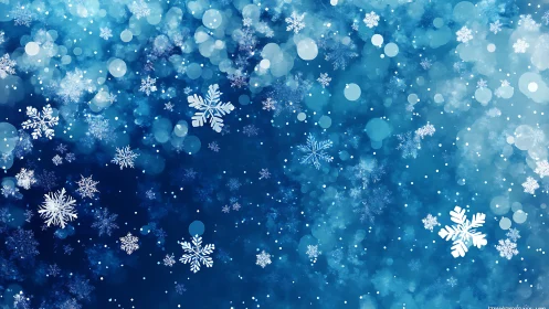 Snowflake pattern on blue winter background. Detailed overlay.
