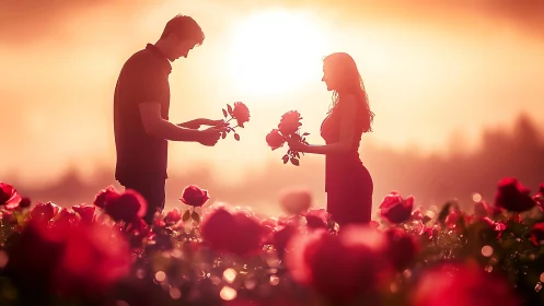 Romance Blooms in Golden Light.