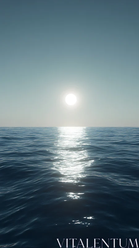 Specular solar reflection across numerically rendered ocean.