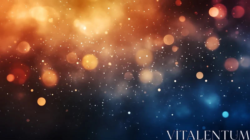 Defocused multicolor light particles on dark gradient field.