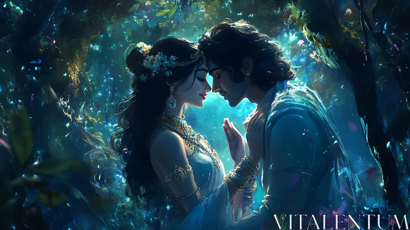 Luminescent Encounter in Ethereal Cavern.