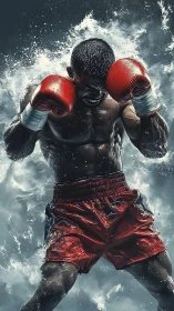 Pugilistic Storm: Boxer's Raw Determination Unleashed.