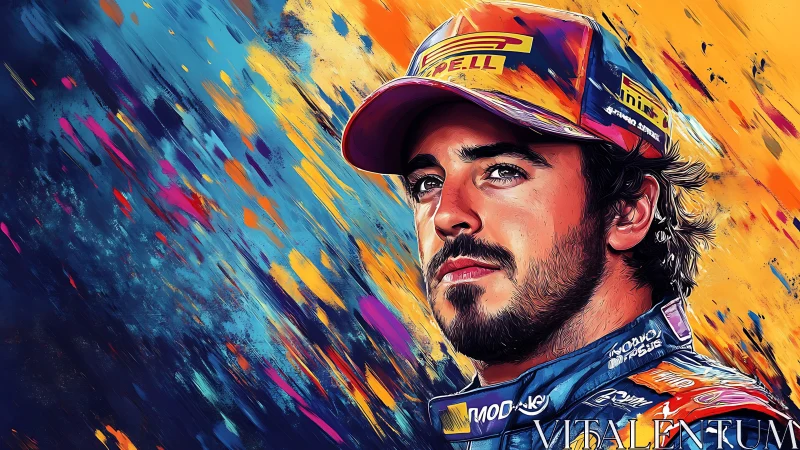 Vibrant racer portrait glowing with bold, dynamic colors.