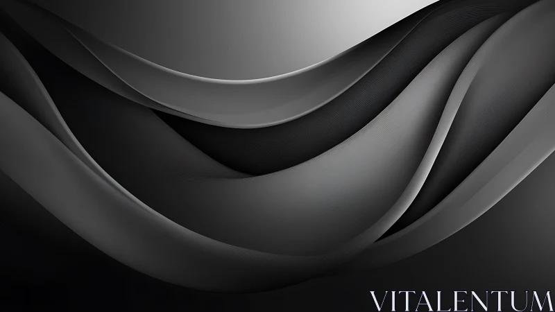 Smooth flowing black and gray abstract waves digital background.