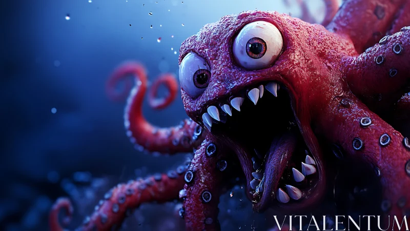 Toothy deep sea tentacle goblin unleashes a bubble scream.