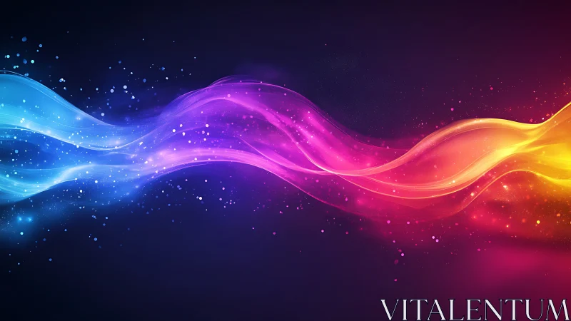 Multicolor light wave streaks on dark abstract background.