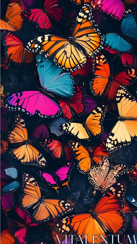 Vibrant multicolored butterflies form dense chromatic tapestry
