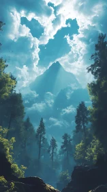 Mountain Sanctuary: Nature's Cathedral of Light and Forest.