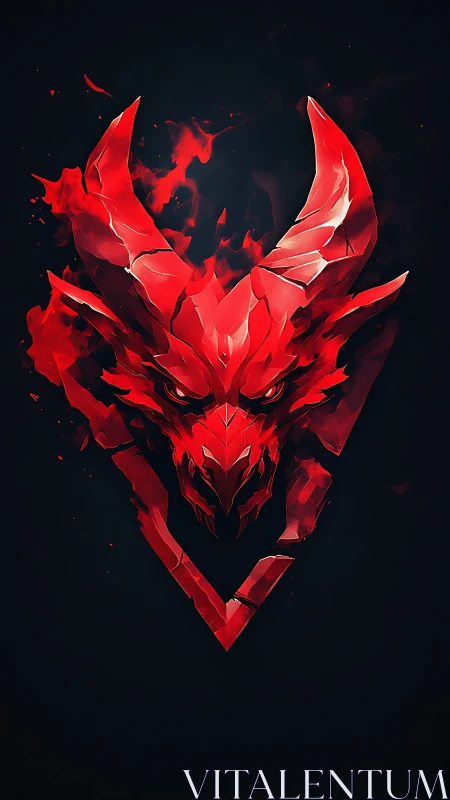 Red angular horned dragon emblem on dark background.