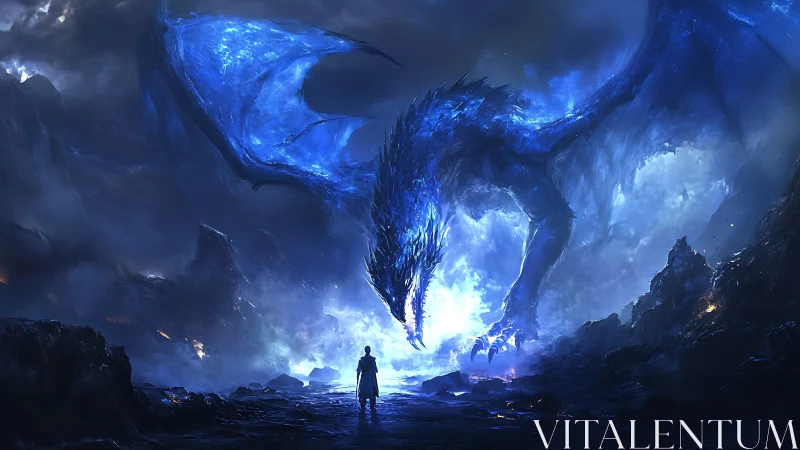 Starlit challenger meets colossal blue storm dragon guardian.