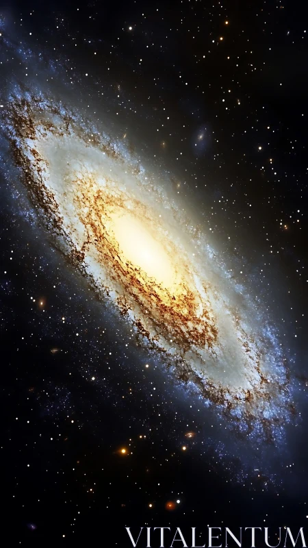 Spiral galaxy rendered in high-contrast photorealistic deep space