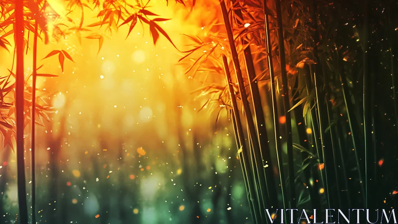 Fireflies trade secrets with glowing bamboo at dusk