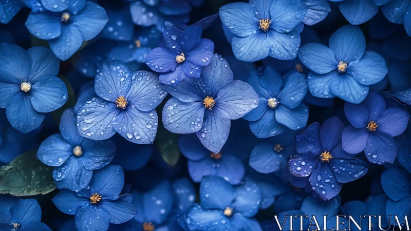 Delicate Blue Forget-me-nots Glistening with Morning Dew