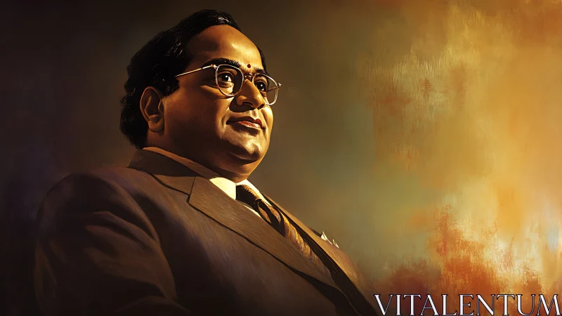 Formal portrait of dignified man in suit under warm light.