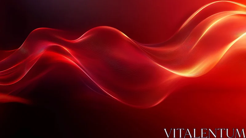Glowing red light waves flowing softly across the dark.