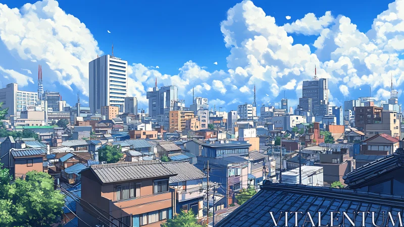 Urban skyline shows mixed low-rise housing and high towers