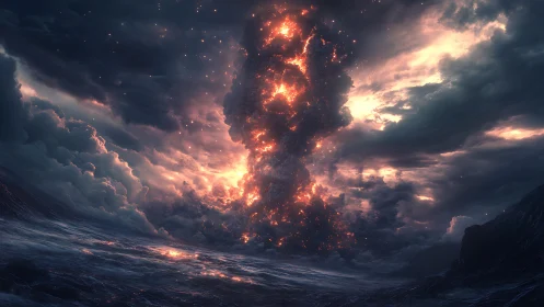 Erupting Sky: A Celestial Cataclysm Unfolds