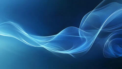 Blue light waves flow across deep gradient background.