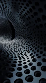 Perforated midnight tunnel swirling toward a silent vanishing point.