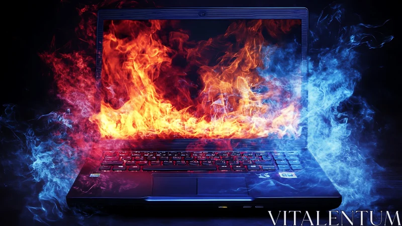 Digital Inferno: Gaming Laptop Erupts in Chromatic Chaos