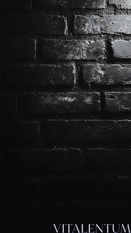 Soft light on dark brick wall, where shadows quietly linger.