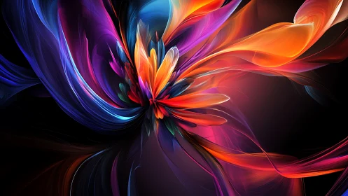Vivid abstract flower swirl with dynamic light trails.