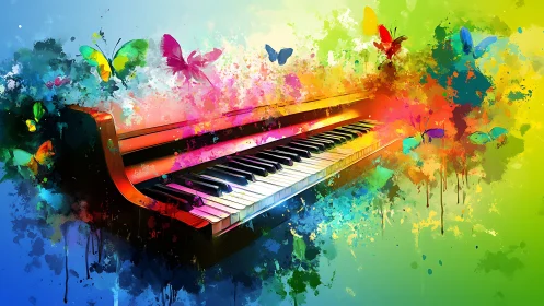 Colorburst piano composes butterflies from splashing light