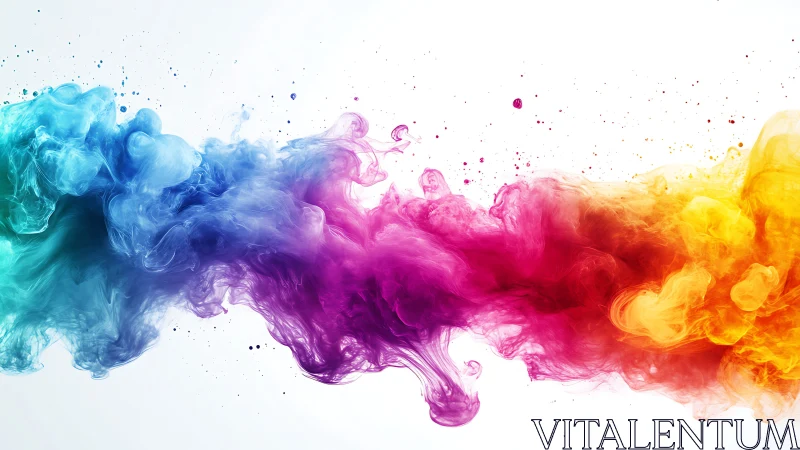 Multicolor ink plumes form a continuous horizontal dispersion