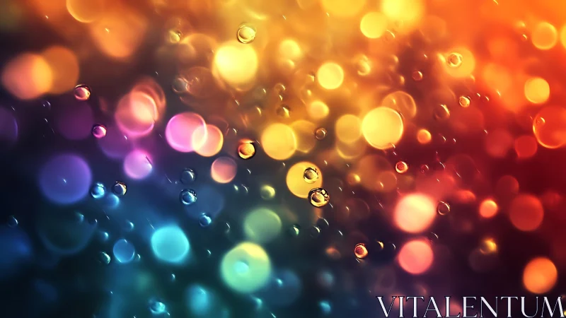 Macro bokeh spheres with refractive droplets in warm cool gradient