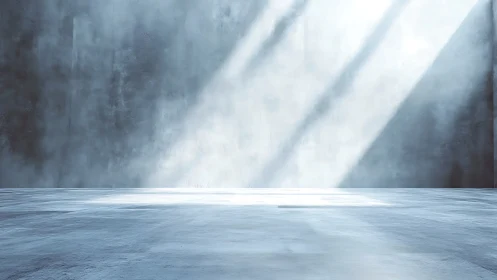 Directional skylight cuts across minimal concrete interior volume