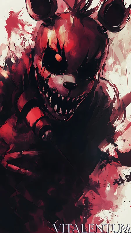 Demonic animatronic rabbit lunges through crimson shadows.